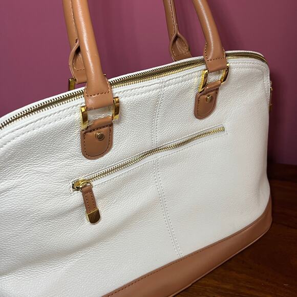 Joy & Iman White Timeless Chic Pebble Satchel Purse + Wallet - Picture 12 of 16